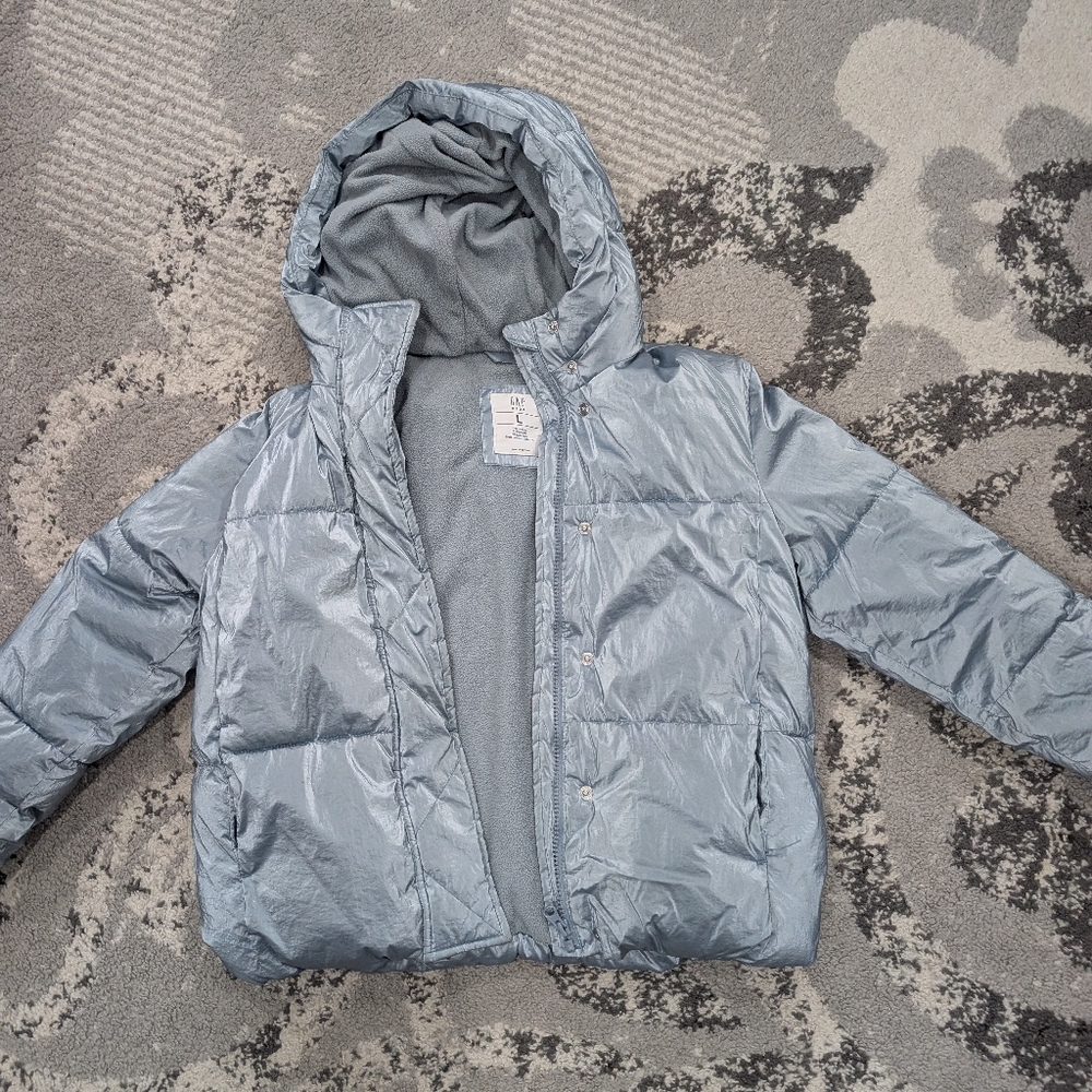 GAP Kids Shiny Gray Puffer Jacket